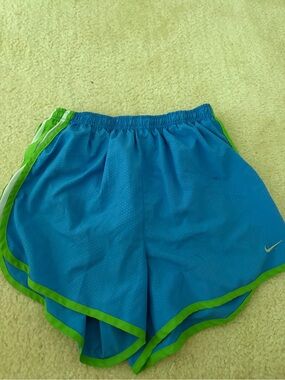 Nike Women’s Teal Blue Running Shorts with Lime Green Trim